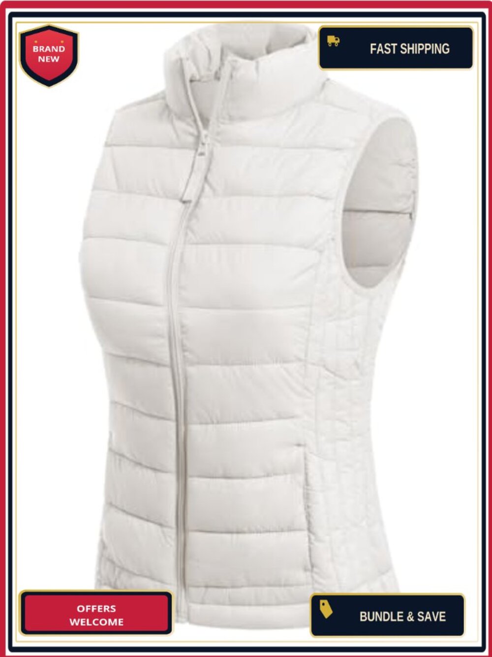 Women's Quilted Lightweight Packable Puffer Vest Water-Resistant Sleeveless
